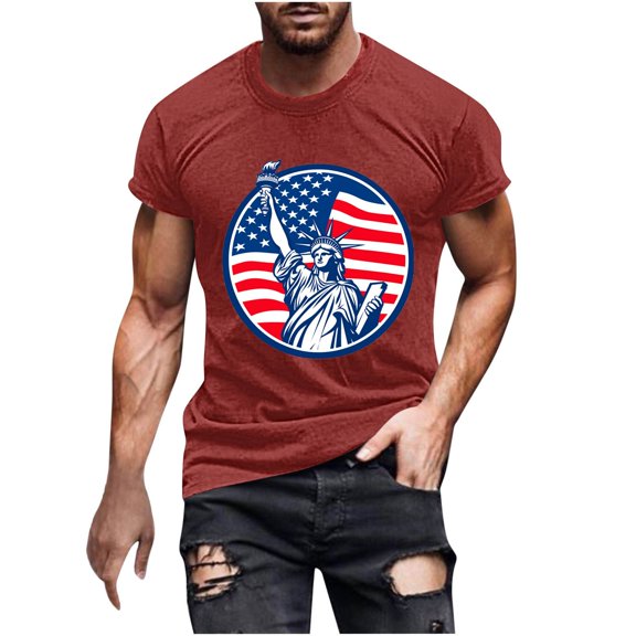 Guluxicc Men's 4th of July Shirts Independence Day Summer Holiday Tops Patriotic Graphic T Shirts