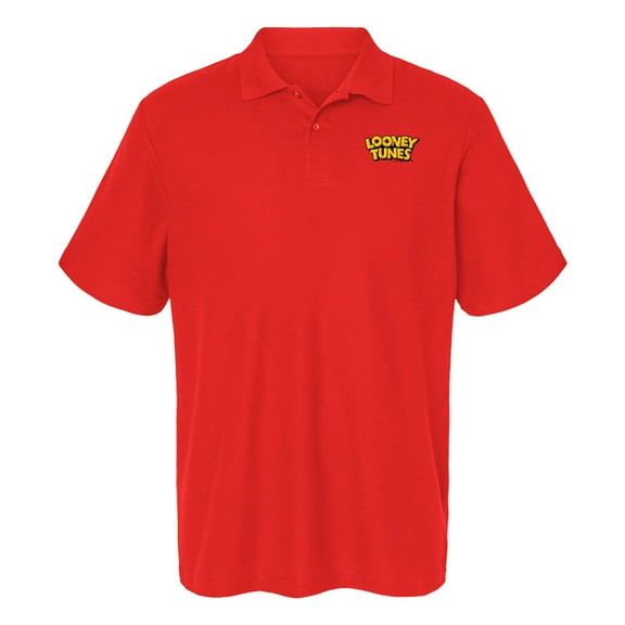 Looney Tunes Logo Cotton Polo Shirt, Red, 2X-Large