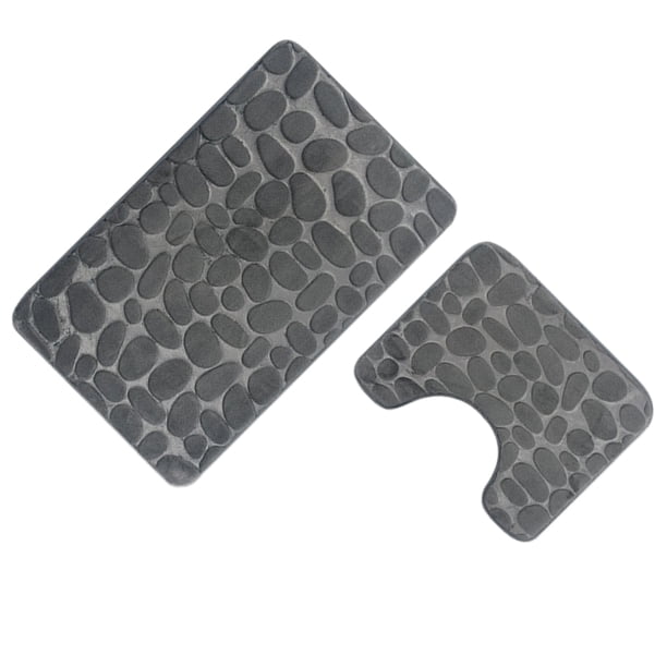 Juego de alfombrillas de baño Naiovety de poliéster antideslizantes fáciles de limpiar gris oscuro