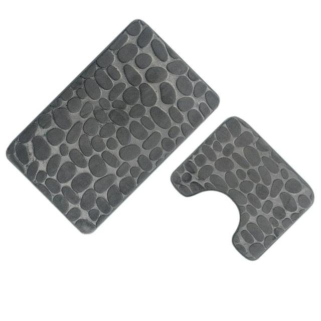wolftale Ensemble de Tapis de Bain Super Absorption d'Eau Lavable Multifonctionnel en Polyester Unique pour Toute Pièce Gris Foncé 1 Ensemble