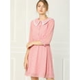 thumbnail image 2 of INSPIRE CHIC Women's Stars Dots Print Turn Down Collar Ruffled 3/4 Sleeve Dress, 2 of 6