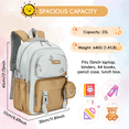 thumbnail image 4 of Fegat Girls Boys School Backpack, Large Capacity Student Middle School Backpack,Lightweight Waterproof Casual Bag with Cute Coin Purse,Ideal Gift for Travel Casual School, 4 of 8