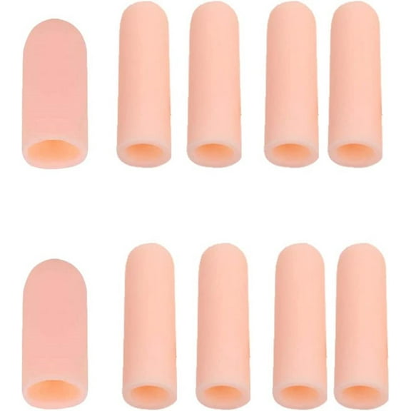 GIXUSIL 20 Pieces Gel Finger Protector Finger Cots Silicone Finger Cover Cap Gel Finger Sleeves Finger Support for Finger Cracking, Finger Trigger (Apricot)