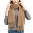 thumbnail image 1 of Womens Scarf Winter Womens Fashion Winter Warm Scarf Solid Color Scarf Tassel Knitted Scarf, 1 of 5