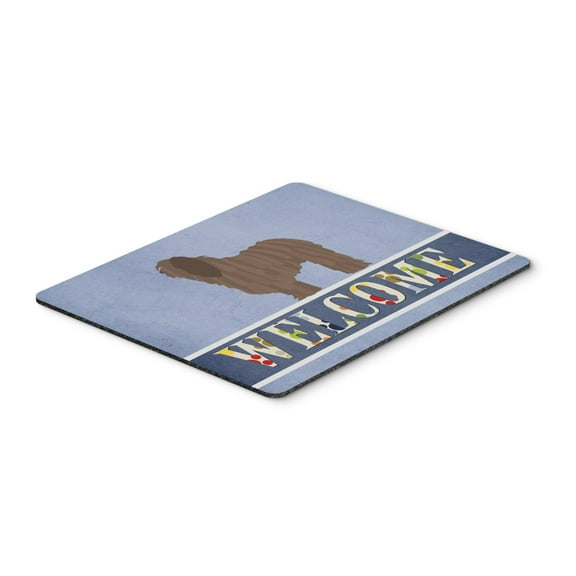 Bergamasco Shepherd Welcome Mouse Pad Hot Pad or Trivet Blue