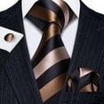 thumbnail image 5 of Barry.Wang Men's Ties Formal Stripe Necktie Set with Handkerchief Cufflink Silk Woven, 5 of 5