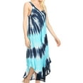 thumbnail image 4 of Sakkas Liz Women's Maxi Loose Sleeveless Summer Casual Tank Dress Cover-up Caftan - NavyTurq - One Size Regular, 4 of 5