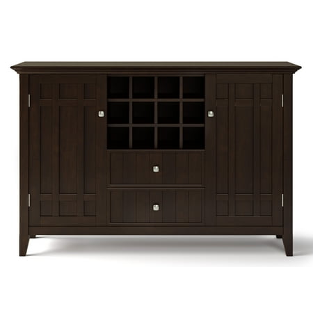 Simpli Home - Bedford Sideboard Buffet and Wine Rack - Dark Chestnut Brown