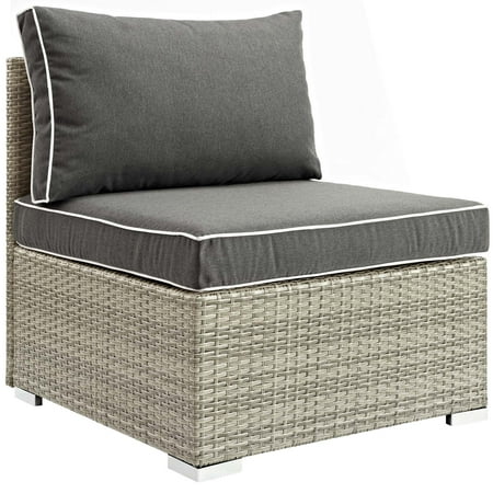 Uk Modern Garden Furniture Modern Contemporary Urban Design Outdoor Patio Balcony Garden Furniture Sofa Middle Chair, Sunbrella Rattan Wicker, Dark Grey Gray ()