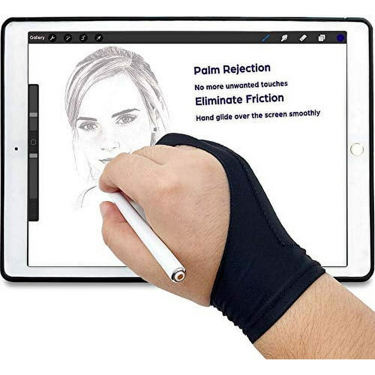 TIMEBETTER Artist Drawing Glove Large - 2 Pack Palm Rejection Glove for  Graphic Tablets, iPad, Paper Sketching - Smudge Guard, 2 Finger, Suitable  for