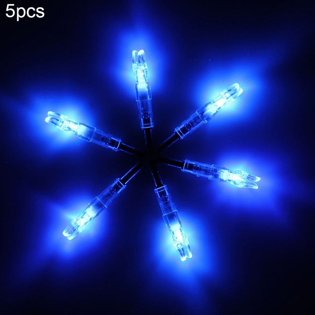 5 Pcs Pièces de Chasse Nœud Lumineux Coloré LED Flèche Lumineuse Queue de Cou pour Flèche de 6.2mm