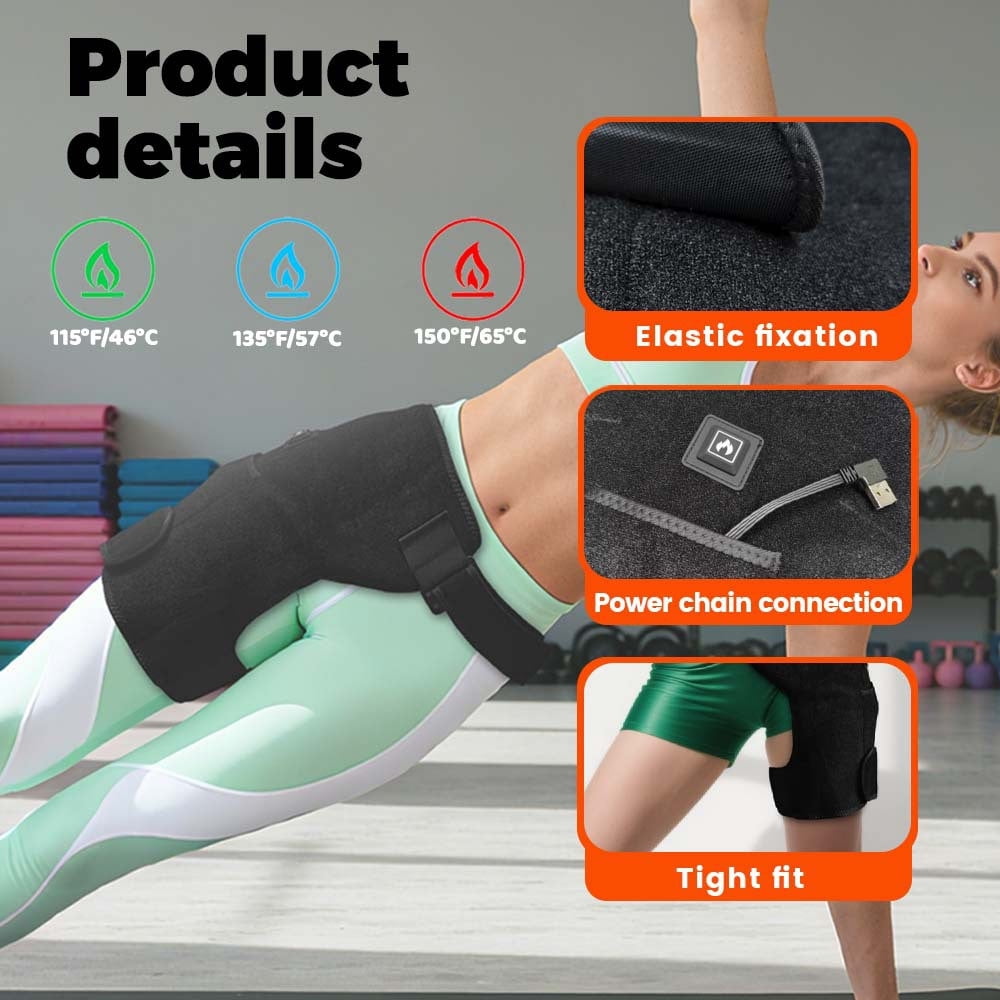 Cordless Heated Massage for Hip/Sciatica Pain Relief Hip Heating Pad Support Brace with Hot Physical Therapy Lower Back/Thigh/Buttock, Best Gift for Family