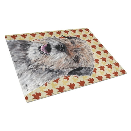 

Caroline s Treasures SC9543LCB Border Terrier Fall Leaves Glass Cutting Board Large 12H x 16W multicolor