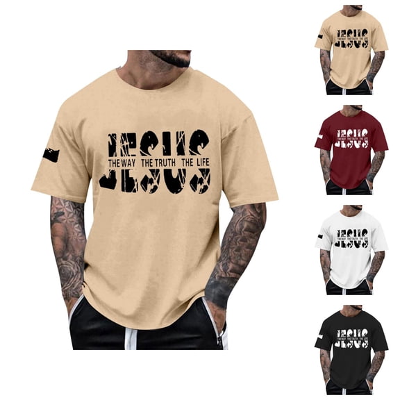 Jesus The Way The Truth The Life Graphic Tees for Men 2026 Summer Casual Short Sleeve Crewneck Christian T Shirts