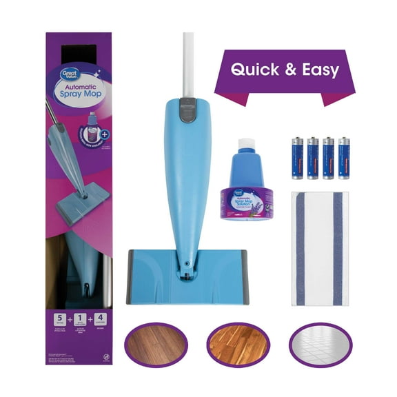 Great Value Automatic Spray Mop Starter Kit with Spray Mop, 5 Pads and Cleaning Solution