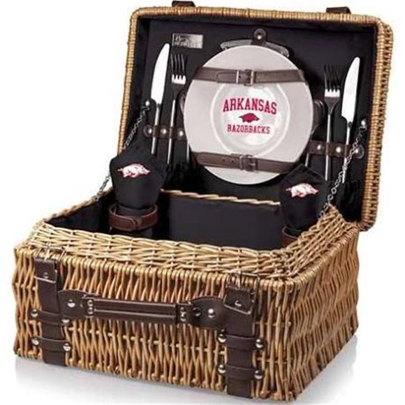 Picnic Time 208-40-179-034-0 University of Arkansas Razorbacks Digital Print Champion Picnic Basket, Black