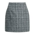 thumbnail image 4 of JGNGSHN Womens Mini Plaid Skirt Fashion Bodycon Pencil Wool High Waist Skirts, 4 of 4
