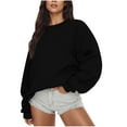 thumbnail image 5 of cocolona Crewneck Sweatshirts for Women Fall Long Sleeve Oversized Shirts Fashion Solid Color Pullover Tops Casual Blouses, 5 of 5