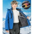 thumbnail image 3 of Lavenicole Kids Boys Winter Ski Jacket Fleece Lined Windproof Waterproof Jackets Removable Hood, 3 of 7
