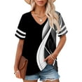 thumbnail image 2 of Delayuji Plus Size V Neck T Shirts Women Short Sleeve Tops Casual Summer Tshirts Loose Fit Tee Black Xxxl Polyester,Spandex Short Sleeve Shirts for Women, 2 of 4