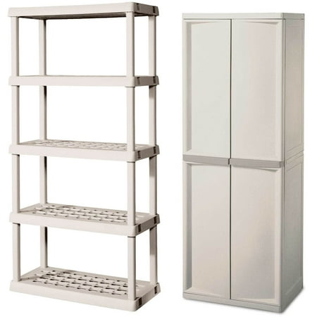Sterilite 0142 0155 Heavy Duty 4 Shelf Cabinet W Bonus 5 Shelf