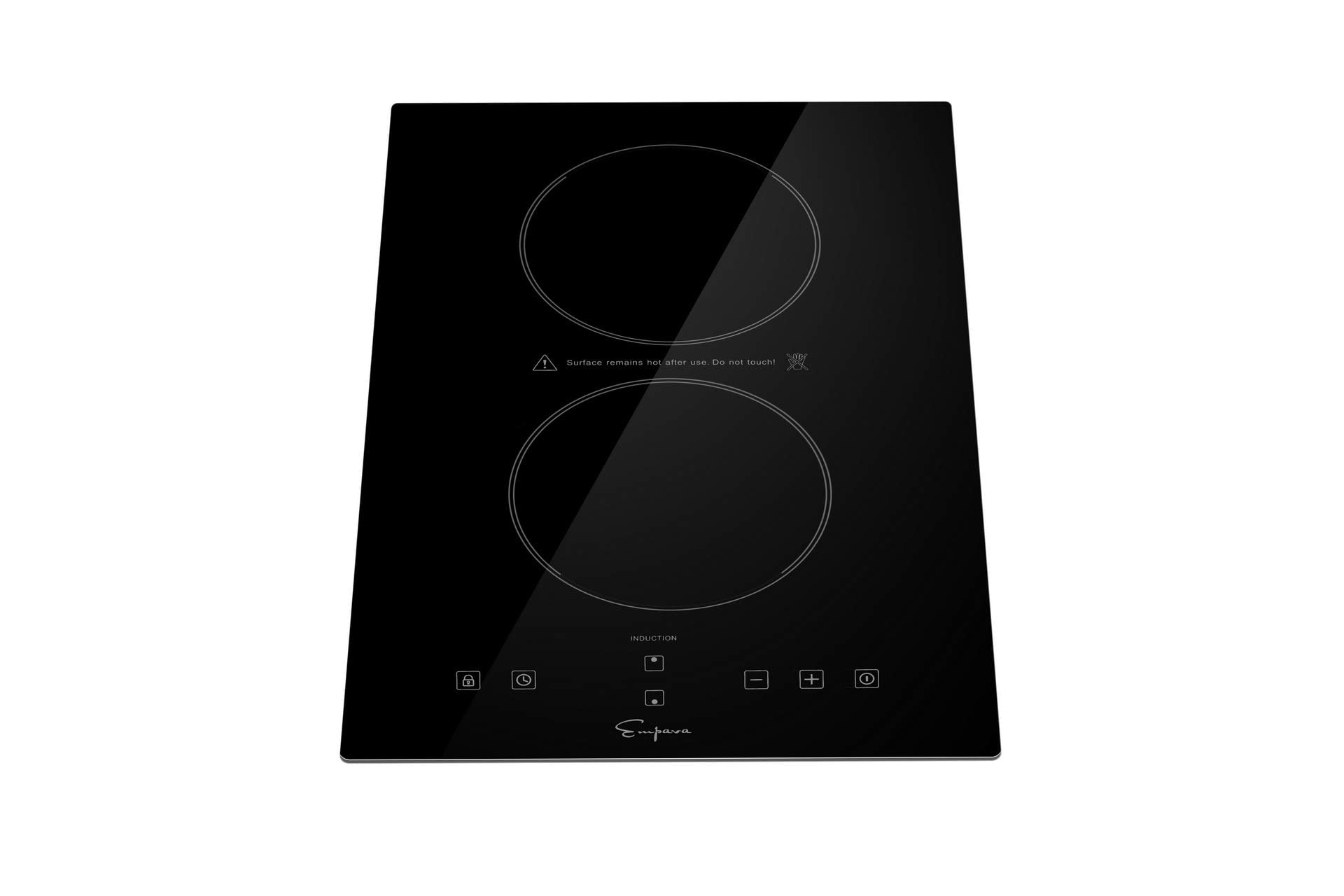 Empava Electric Stove Induction Cooktop Vertical with Dual Burners Vitro Smooth Surface 120V, 12 Inch, Black Ceramic Glass