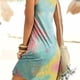 thumbnail image 4 of Vestido corto con estampado de teñido anudado, sin mangas, vestido plisado, verde rosa, 4XL Sweethay AP002087-71, 4 of 7
