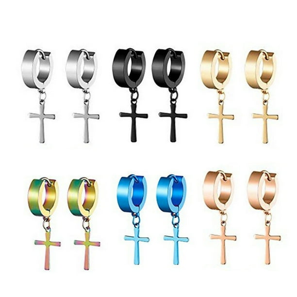 Pendientes de cruz de estudiante masculino personalizados de acero de titanio simples a la moda, pendientes de botón, juego de botones de cruz