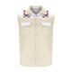thumbnail image 3 of Camisas de Cuello para los Hombres de Moda Casual Imprimir Turndown Cuello sin Mangas Bolsillos Deportivos Tanque, Ligero Top de Verano, 3 of 5