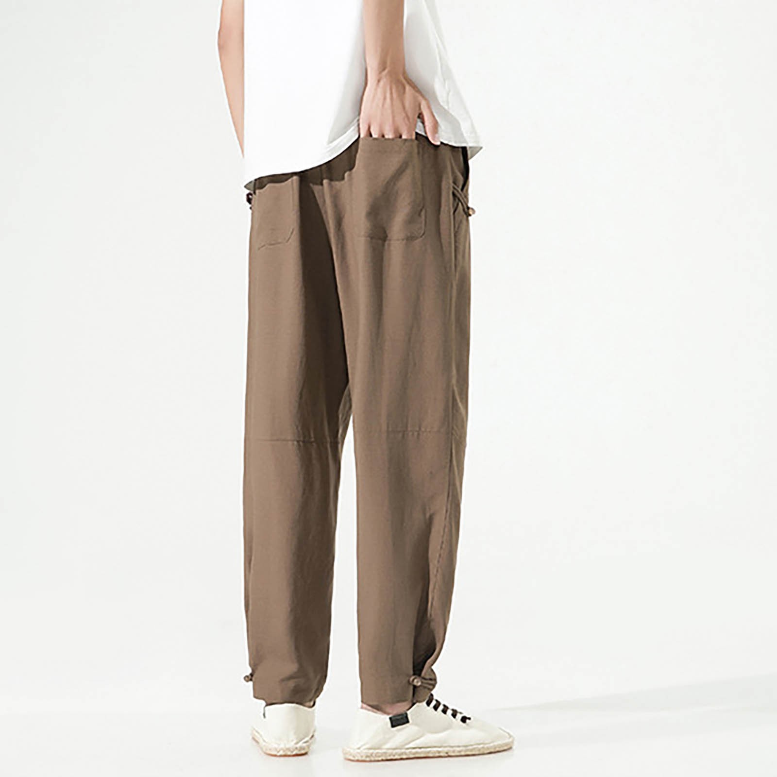 YUHAOTIN Male Casual Pants for Men Slim Fit New Drape Linen Trendy ...