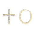 thumbnail image 2 of ANGARA Lab Grown Pave-Set Diamond Cross Hoop Earrings for Women in 14K Yellow Gold (Size-1.1mm | 0.25 ct) | April Birthstone Jewelry for Her | Lab-Grown Diamond Earrings, 2 of 5