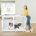 thumbnail image 2 of MOPHOTO Heavy Duty Metal Dog Playpen with Door, 6-Panel Portable Exercise Fence, 2 Wooden Bottom Boards, 30" High, Indoor/Outdoor Use, Dog Pen for Large/Medium/Small Dogs, 2 of 9