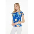 thumbnail image 3 of Women's Hawaiian Off-Shoulder Ruffle Muumuu Top in Hibiscus Blue L, 3 of 5