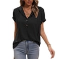 thumbnail image 7 of Womens Shirts Summer Loose Hooded Button Short Sleeve T Shirt Womens Tops, 7 of 7