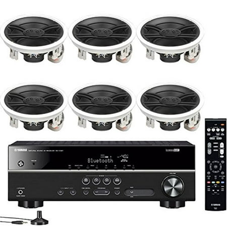 Yamaha Dual Speaker Yamaha 5.1-Channel Wireless Bluetooth 4K A/V Home Theater Receiver + Yamaha Custom Install 3-Way 100 watts Speaker with Dual Tweeters & 6-1/2