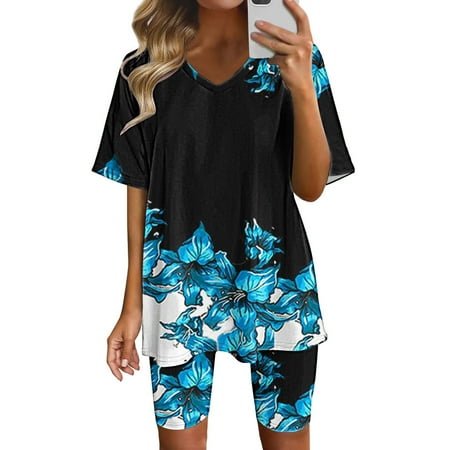 

Finelylove Pajama Shorts Set For Women Cute Shorts Mid Waist Rise Outdoor Activity Solid Blue M