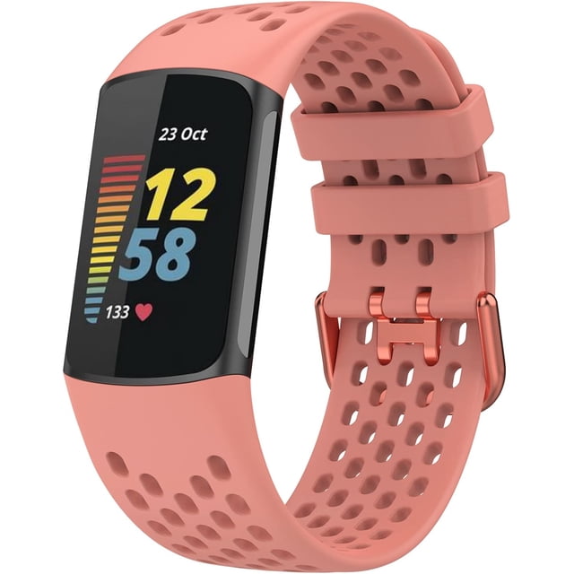 MYKOMI Sport Bands Compatible with Fitbit Charge 5, Adjustable Breathable Soft Silicone Sport Replacement Watch Band Straps Wristbands Bracelet for Charge 5 Activity Tracker Women Men