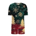 thumbnail image 4 of LEKWK Christmas Pajamas for Women Plus Size Printed Short Sleeve Crewneck Tops and Shorts 2 Piece Lounge Sets Soft Comfy Home Sleepwear Red XL, 4 of 6