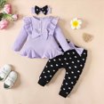 thumbnail image 2 of yboeqw 3 Piece Infant Baby Girl Clothes Fall Outfits Ribbed Long Sleeve T-Shirt and Leggings + Headband Fall Winter Set 6 9 12 18 24 Months,Size 6-9 Months, 2 of 9