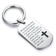 thumbnail image 1 of Stainless Steel Trinity Prayer Dog Tag Keychain Circle Ring, 1 of 2
