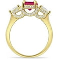 thumbnail image 6 of Trilogy Ring Round Pear Teardrop Ruby Cubic Zirconia Yellow Tone 925 Sterling Silver, Size 10, 6 of 7