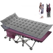 Lilypelle 75" Cots for Camping Traveling Fold Cot for Adults Portable Heavy Duty Sleeping Bed with Mattress Pad&Carry Bag