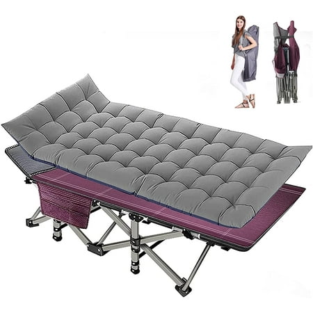 Lilypelle 75 Cots for Camping Traveling Fold Cot for Adults Portable Heavy Duty Sleeping Bed with Mattress Pad&Carry Bag