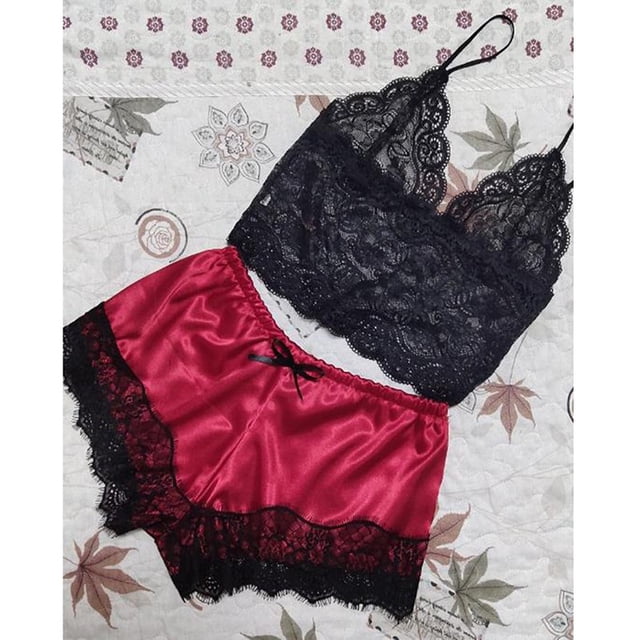 2 piezas de ropa de dormir de encaje para mujer, lencería, pijamaspangjing