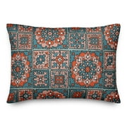 Creative Products Patchwork Mandala in Blue and Red 14x20 Spun Poly Pillow