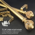thumbnail image 4 of SKYPLUS LIVING Glam Luxury Single Curtain Rod, Adjustable 72-144 in, Sphere Gold Finial, 4 of 7