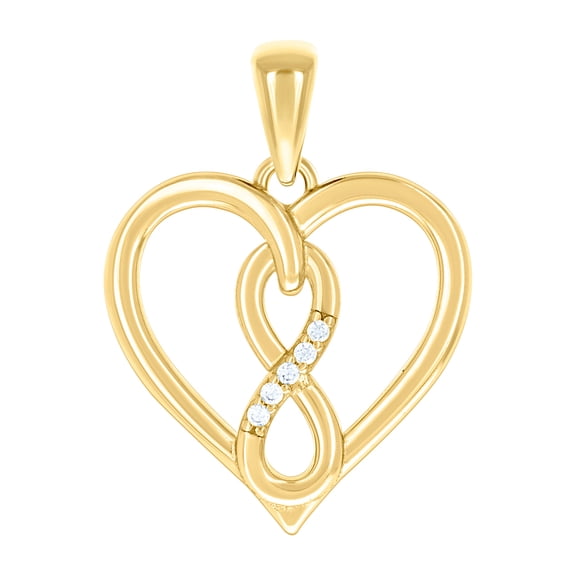 925 Sterling Silver Yellow-tone Womens Cubic Zirconia Infinity Love Heart Pendant Necklace 23x17.3mm Wide Pendant for Wo