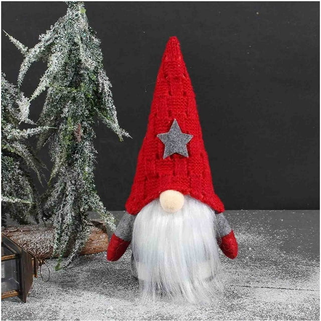 Gorro de punto de cinco estrellas de anciano sin rostro, muñeca de hadas, decoraciones para ventanas