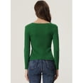 thumbnail image 4 of Suéter con Cuello en Forma de Corazón para Mujer Suéter de Manga Larga con Corte Entallado Jersay para Mujer Verde XS, 4 of 6