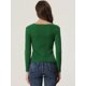 thumbnail image 4 of Suéter con Cuello en Forma de Corazón para Mujer Suéter de Manga Larga con Corte Entallado Jersay para Mujer Verde XS, 4 of 6
